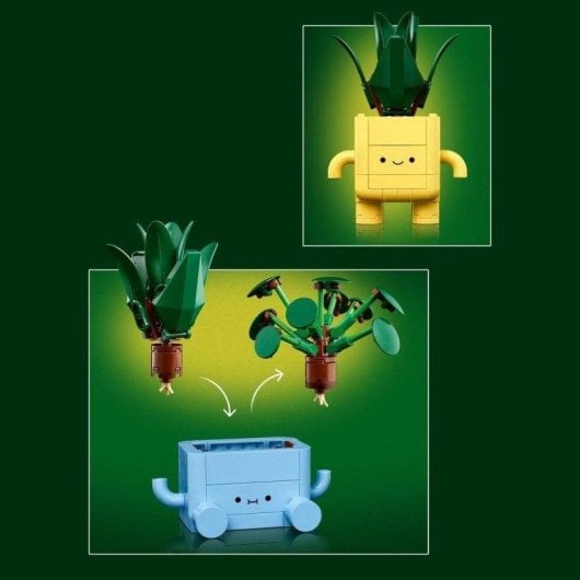 Set de construcción LEGO Botanicals 10349 Plantas Felices 217 piezas macetas caritas intercambiables