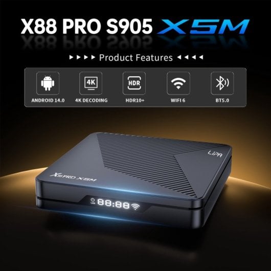 TV Box Android Lipa X88 Pro S905X5 4GB 64GB Android 14 8K Dolby Voice