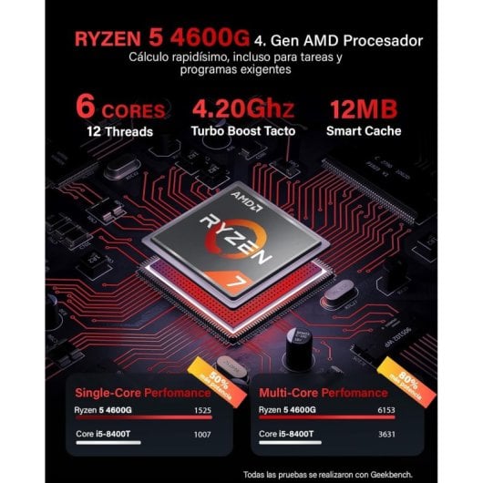 Ordenador Sobremesa GREED Nano Plus Ryzen 5 4600G 16GB 512GB SSD Windows 11 Pro WiFi 6