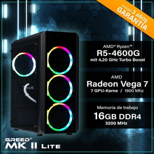 PC Sobremesa GREED MK2 Lite Ryzen 5 4600G 16GB 1TB SSD Windows 11 Pro