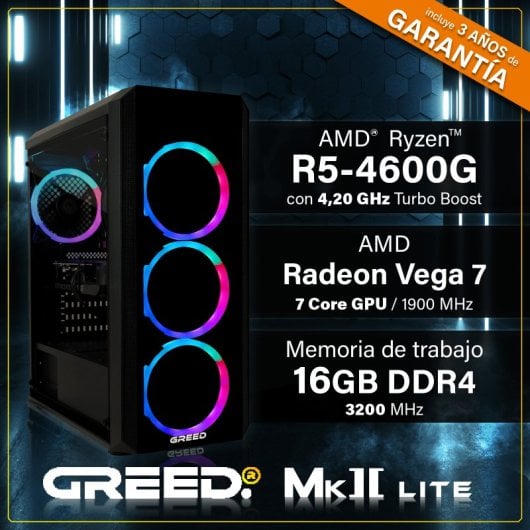 Ordinateur de bureau GREED MK2 Lite Ryzen 5 4600G 16 Go 1 To SSD Windows 11 Pro