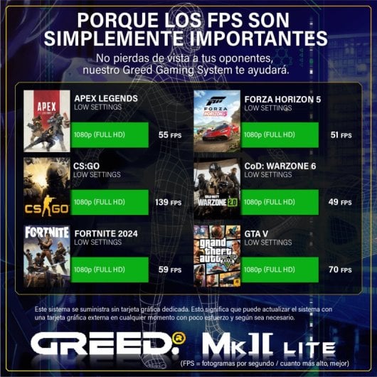 Ordinateur de bureau GREED MK2 Lite Ryzen 5 4600G 16 Go 1 To SSD Windows 11 Pro