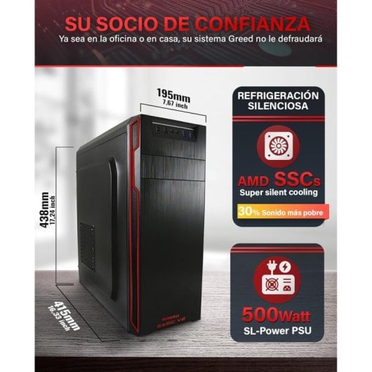 Ordinateur de bureau GREED Ultra V2 Ryzen 7 5700G 32 Go 1 To SSD 1 To HDD Windows 11 WiFi 6
