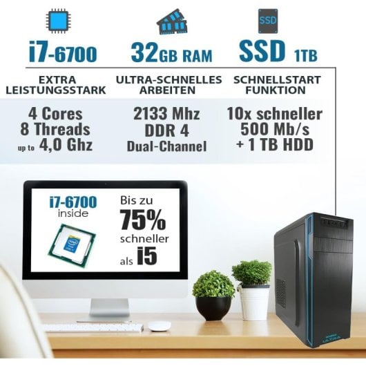 GREED Ultra i7-4790 Desktop PC 32 GB 1 TB SSD 1 TB HDD Windows 11 Pro WiFi 6