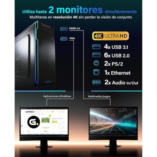 PC Sobremesa GREED Ultra V2 Intel Core i7-12700F 32GB 1TB SSD+1TB HDD Windows 11 Pro
