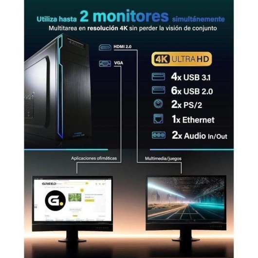 PC fisso GREED Ultra V2 Intel Core i7-12700F 16GB 1TB SSD+1TB HDD Windows 11 Pro