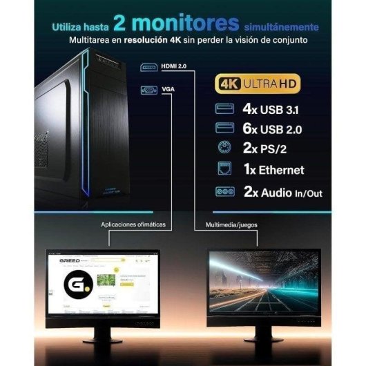 PC Sobremesa GREED Ultra V2 Intel Core i7-12700 16GB 1TB SSD+1TB HDD Windows 11 Pro