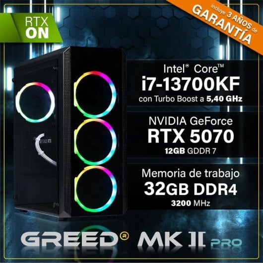 PC desktop GREED MK2 Pro con Intel Core i7-12700F, 32 GB, SSD da 1 TB, RTX 5070, Windows 11 Pro