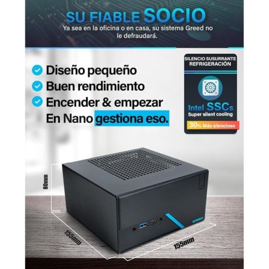 Ordinateur de bureau GREED Nano Plus, Intel Celeron G5905, 8 Go, SSD 256 Go, Windows 11 Pro, Wi-Fi 5