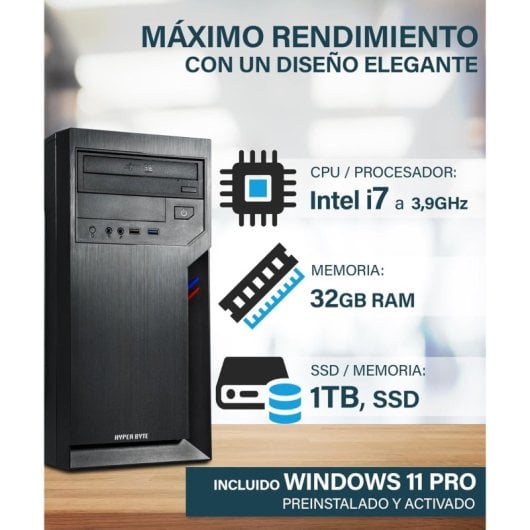 PC Sobremesa Hyper Byte Ultra i7 32GB 1TB SSD Windows 11 Pro USB-C