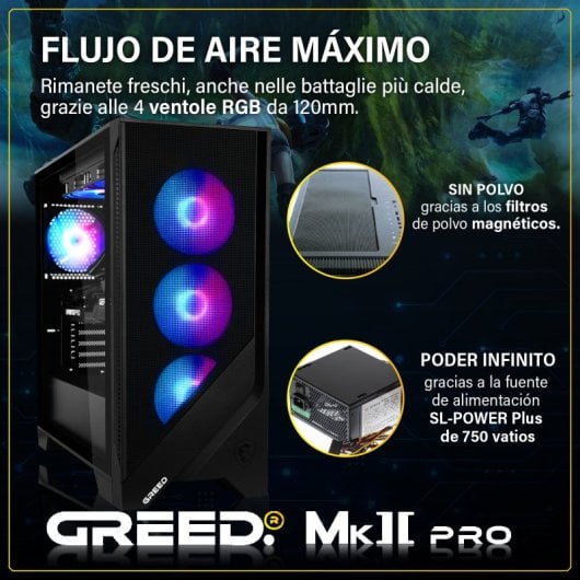 PC desktop GREED MK2 Pro AMD Ryzen 7 5700X 32 GB 1 TB SSD RTX 5070 Windows 11 Pro