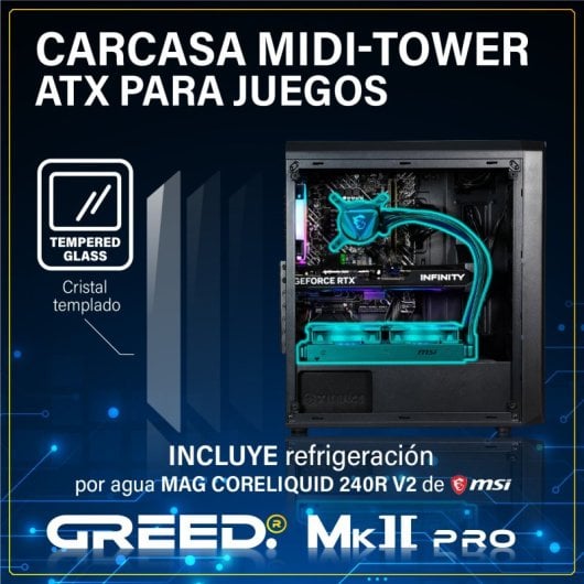 Ordinateur de bureau GREED MK2 Pro AMD Ryzen 7 5700X 32 Go SSD 1 To RTX 5070 Windows 11 Pro