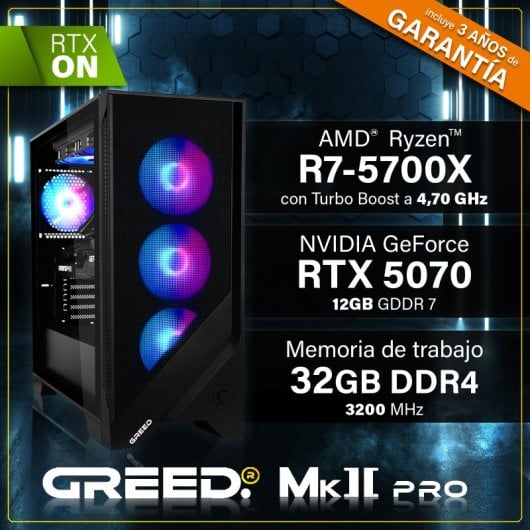 PC desktop GREED MK2 Pro AMD Ryzen 7 5700X 32 GB 1 TB SSD RTX 5070 Windows 11 Pro