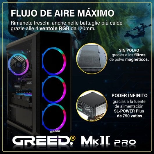 Ordinateur de bureau GREED MK2 Pro AMD Ryzen 7 5700X 32 Go SSD 1 To RTX 5070 Windows 11 Pro