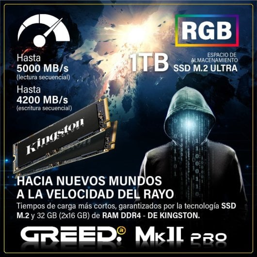 Ordinateur de bureau GREED MK2 Pro AMD Ryzen 7 5700X 32 Go SSD 1 To RTX 5070 Windows 11 Pro