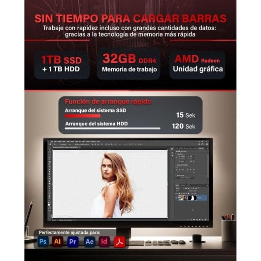 GREED Ultra V2 Desktop-PC Ryzen 7 5700G 32 GB 1 TB SSD 1 TB HDD WiFi 6 Windows 11 Pro