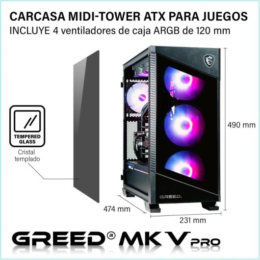 PC Sobremesa GREED MK5 Pro i7-13700F 32GB 1TB SSD RTX 5070 Ti Windows 11 Pro