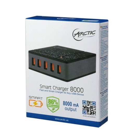 Caricabatterie intelligente ARCTIC 8000 EU 5 USB 8000mA Caricabatterie protezione totale Interno Nero