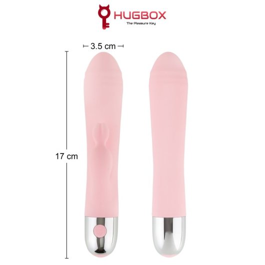 HUGBOX Vibrador Conejito y Vibrador Femenino 10 programas Rosa Pastel