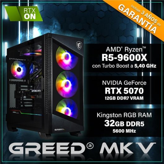 PC Sobremesa GREED MK5 Ryzen 5 9600X 32GB 1TB SSD RTX 5070 Ti Windows 11 Pro