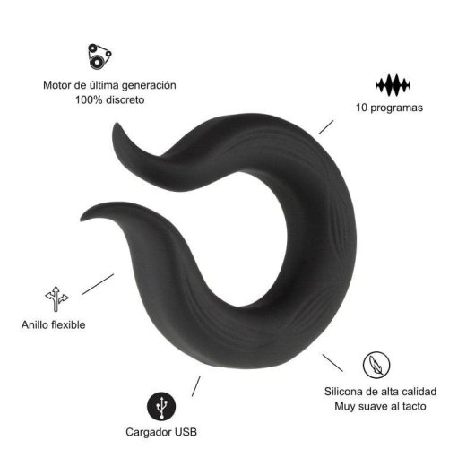 Vibrator und Klitorisstimulator Ring HUGBOX 10 Programme Schwarz