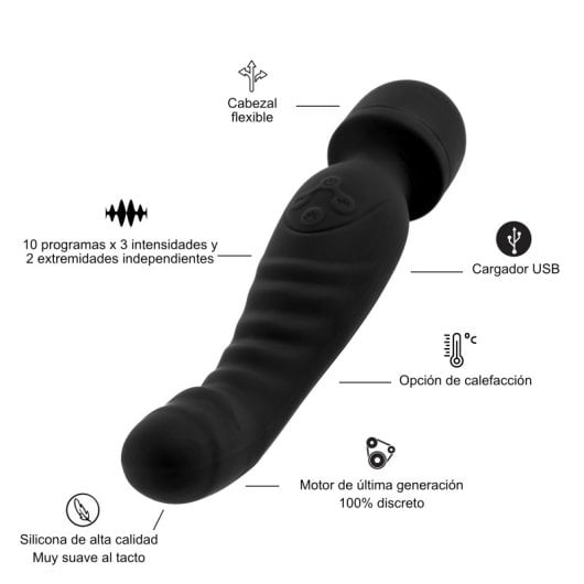 HUGBOX Vibrador Wand y Vibrador Femenino 14 programas Negro