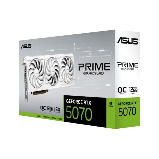 Tarjeta Gráfica ASUS Prime RTX5070-O12G-WHITE 12GB GDDR7 triple ventilador blanco