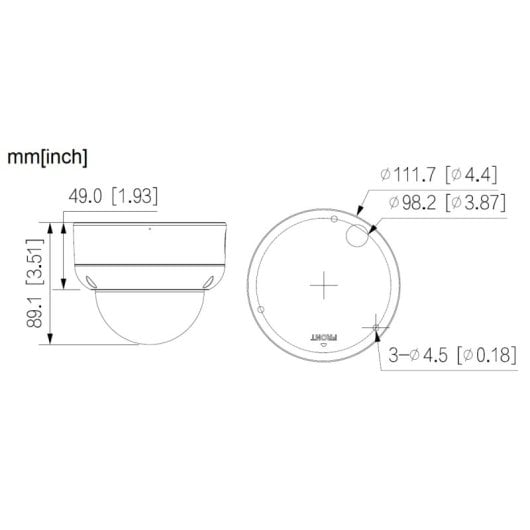 Câmara Dahua DH-IPC-HDBW3241EP-S-0280B 2MP CMOS IR IP67 IK10 PoE WDR 50m IR