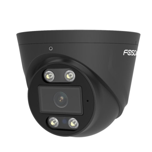 Foscam T8EP 8MP PoE Domekamera mit Sirene, Schwarz, Outdoor, Audio, IP66, IR, 6x Zoom