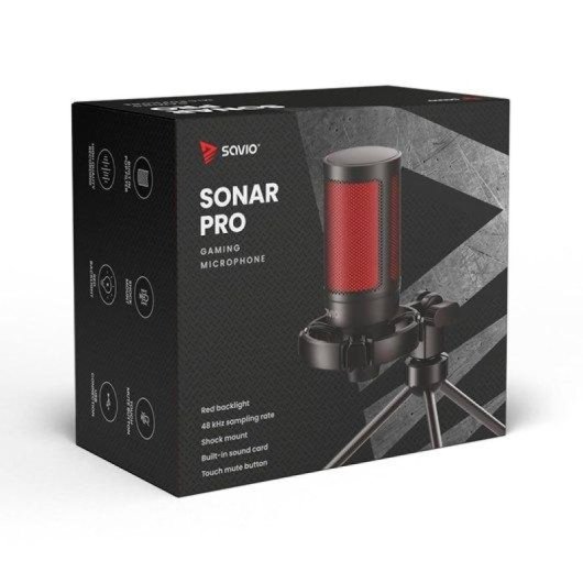 Micrófono Savio Sonar Pro USB-C cardioide con filtro antipop y trípode