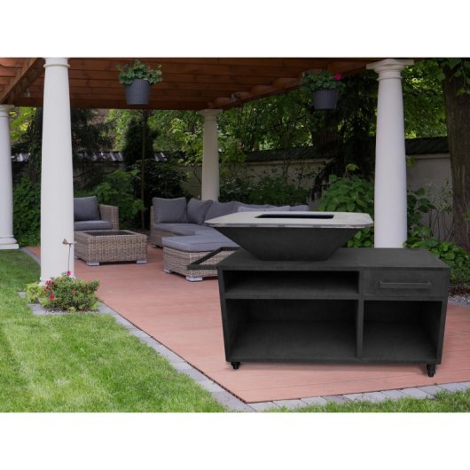 Barbacoa Purline EFP56RECT Acero Negro Alta Temperatura Armario Ruedas Parrilla Superior