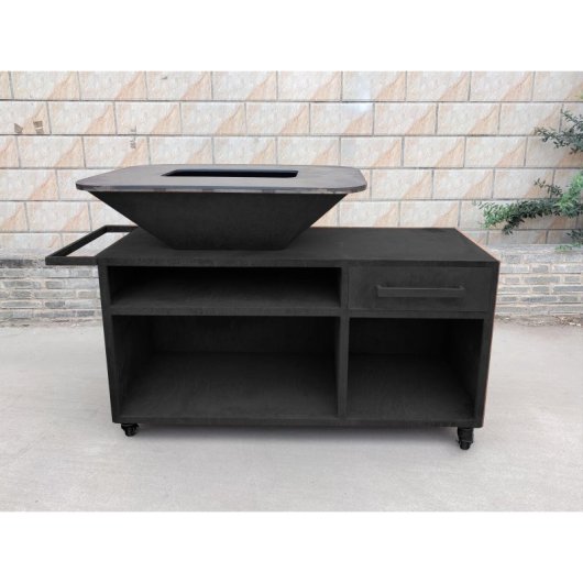 Barbacoa Purline EFP56RECT Acero Negro Alta Temperatura Armario Ruedas Parrilla Superior