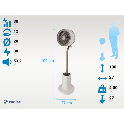 Ventilador Purline VENTY AMBIENCE DC Motor 12 velocidades Luz LED 3D Oscilación Mando a distancia