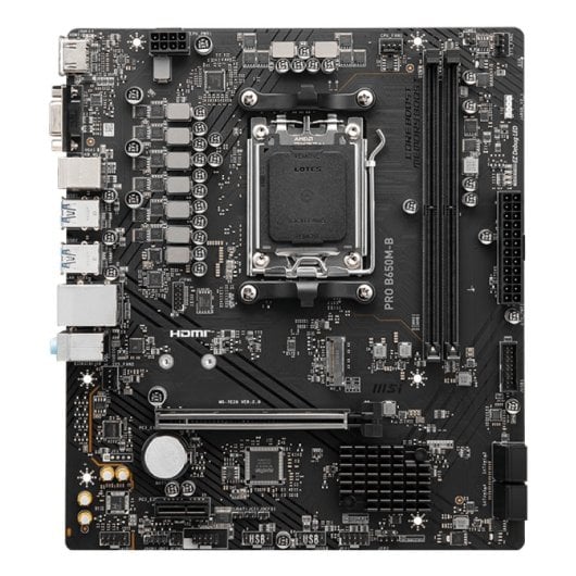 Carte mère MSI B650 AM5 Micro ATX PRO B650M-B DDR5 LAN 2,5 GHz HDMI M.2 Gen4 Audio 7.1