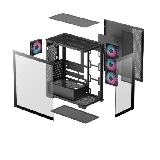 Caja DeepCool CG580 4F Negra ATX Vidrio Templado 4 Ventiladores RGB