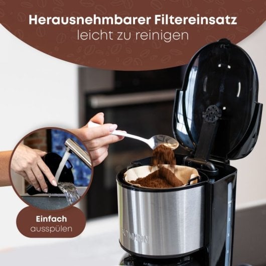 Bomann 660661 1,2L Filterkaffeemaschine, 8-10 Tassen, Edelstahl-Thermokanne, Tropfschutz