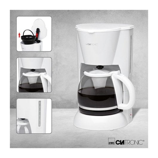 Clatronic KA 3473 Filterkaffeemaschine, 1,5 l, 900 W, weiß, mit Tropfschutz und automatischer Abschaltung