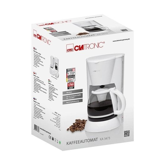 Clatronic KA 3473 Filterkaffeemaschine, 1,5 l, 900 W, weiß, mit Tropfschutz und automatischer Abschaltung