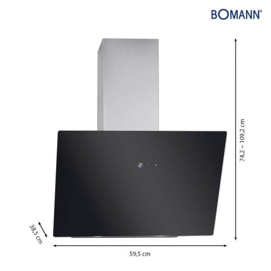 Bomann DU 7606.1 G Abluft-/Umluft-Dunstabzugshaube, 60 cm Glas, Touch Control