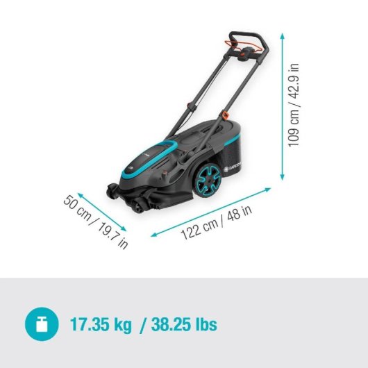 Tondeuse à gazon Gardena PowerMax Duo 46/36 V 46 cm 50 L Batterie au lithium Jardins 600 m²