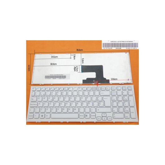 Teclado para portátil Sony Vaio VPC-EE Series Branco Aene7p00110
