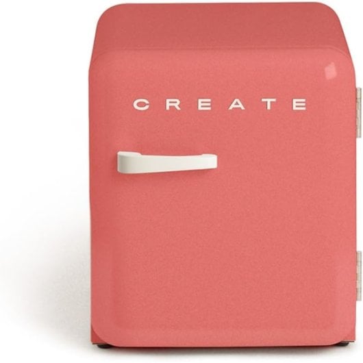 Frigorífico CREATE Minibar Retro 50cm 48L Bajo Consumo Off White Estante y Repisas Naranja Terracota