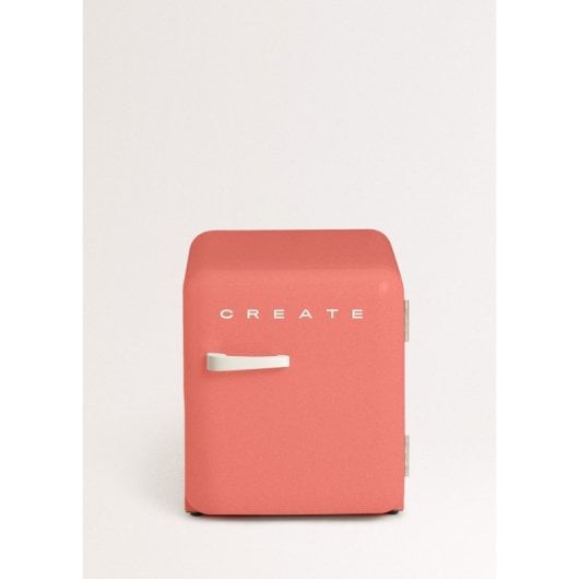 Frigorífico CREATE Minibar Retro 50cm 48L Bajo Consumo Off White Estante y Repisas Naranja Terracota