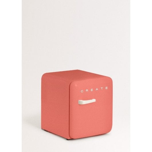 Frigorífico CREATE Minibar Retro 50cm 48L Bajo Consumo Off White Estante y Repisas Naranja Terracota