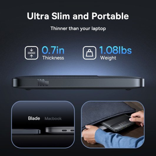 Baseus H1 Power Bank Portátiles con Carga Rápida con Pantalla Digital 20.000 mAh 100 W Negro