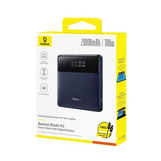 Baseus H1 Power Bank Portátiles con Carga Rápida con Pantalla Digital 20.000 mAh 100 W Negro