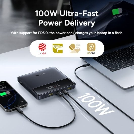 Baseus H1 Power Bank Portátiles con Carga Rápida con Pantalla Digital 20.000 mAh 100 W Negro