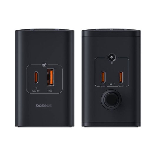 Baseus GaN 3C+U+DC 240W Caricabatterie rapido intelligente da tavolo + Cavo DC-DC 240W 1m Nero