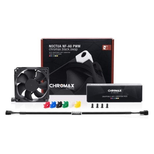 Noctua NF-A8 PWM Chromax.black.swap Ventoinha Suplementar 80mm 2200RPM Ultra-Silenciosa Personalizável