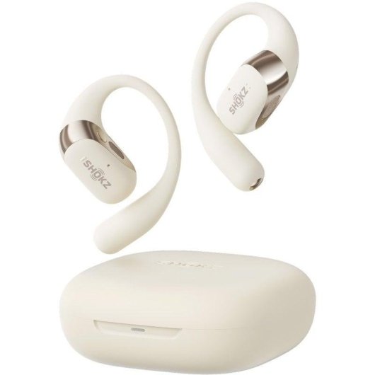 Auriculares Shokz OpenFit 2 inalámbricos Bluetooth con cancelación de ruido beige